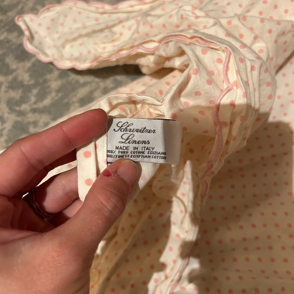 Schweitzer linen pink polka dot full duvet cover
